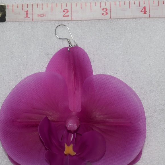 Fuchsia Phalaenopsis Orchid True Touch Artificial Earrings. - Picture 10 of 11